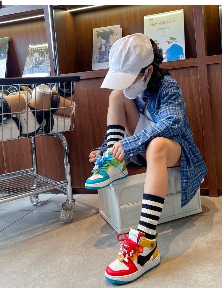 Abc Girls' M&M Sneakers Genuine Leather Children's Shoes 2026 Spring and Autumn Models Boys' High-Top Sports Shoes Elementary School Students' Sneakers — 6