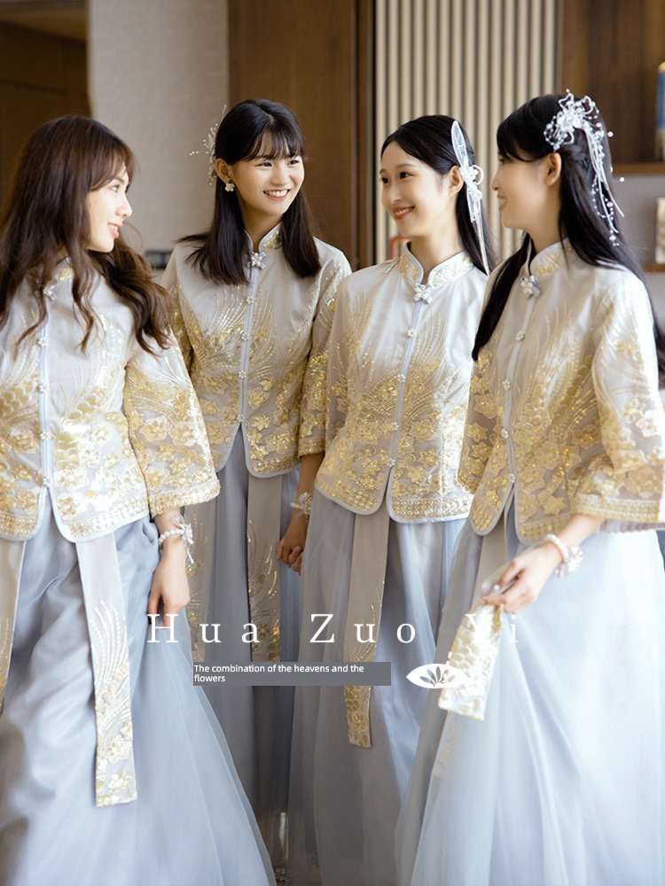 Making clothes with flowers Retro Chinese style Big size confidante Bridesmaid Dresses
