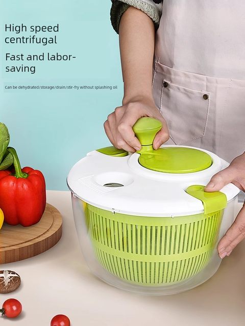 沙拉蔬菜脱水器家用神器沥水甩干机水果手动甩水篮厨房工具洗菜盆