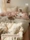 French striped bed sheet four-piece set wash quilt cover single student dormitory bed three-piece set part-of-all cotton pure cotton
