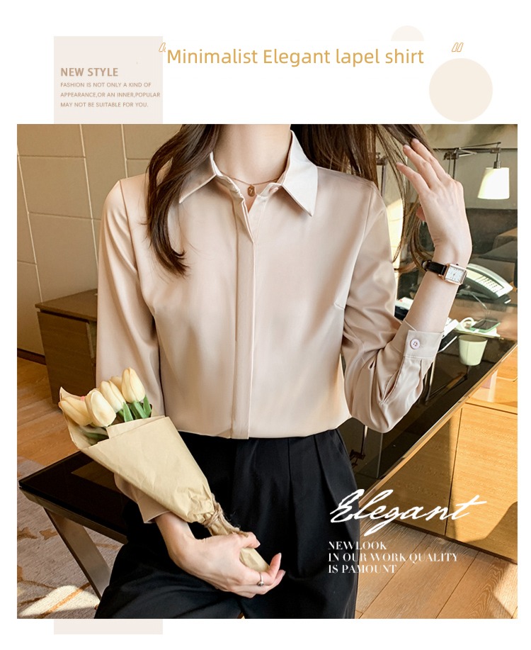 suit Inner lap Long sleeve Satin temperament real silk shirt