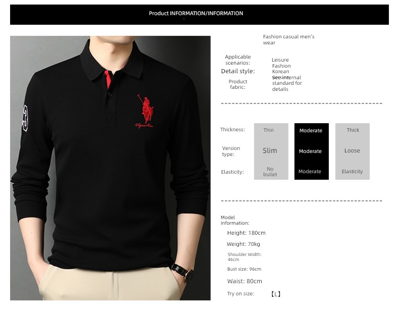golf Collar Long sleeve Body shirt man T-shirt