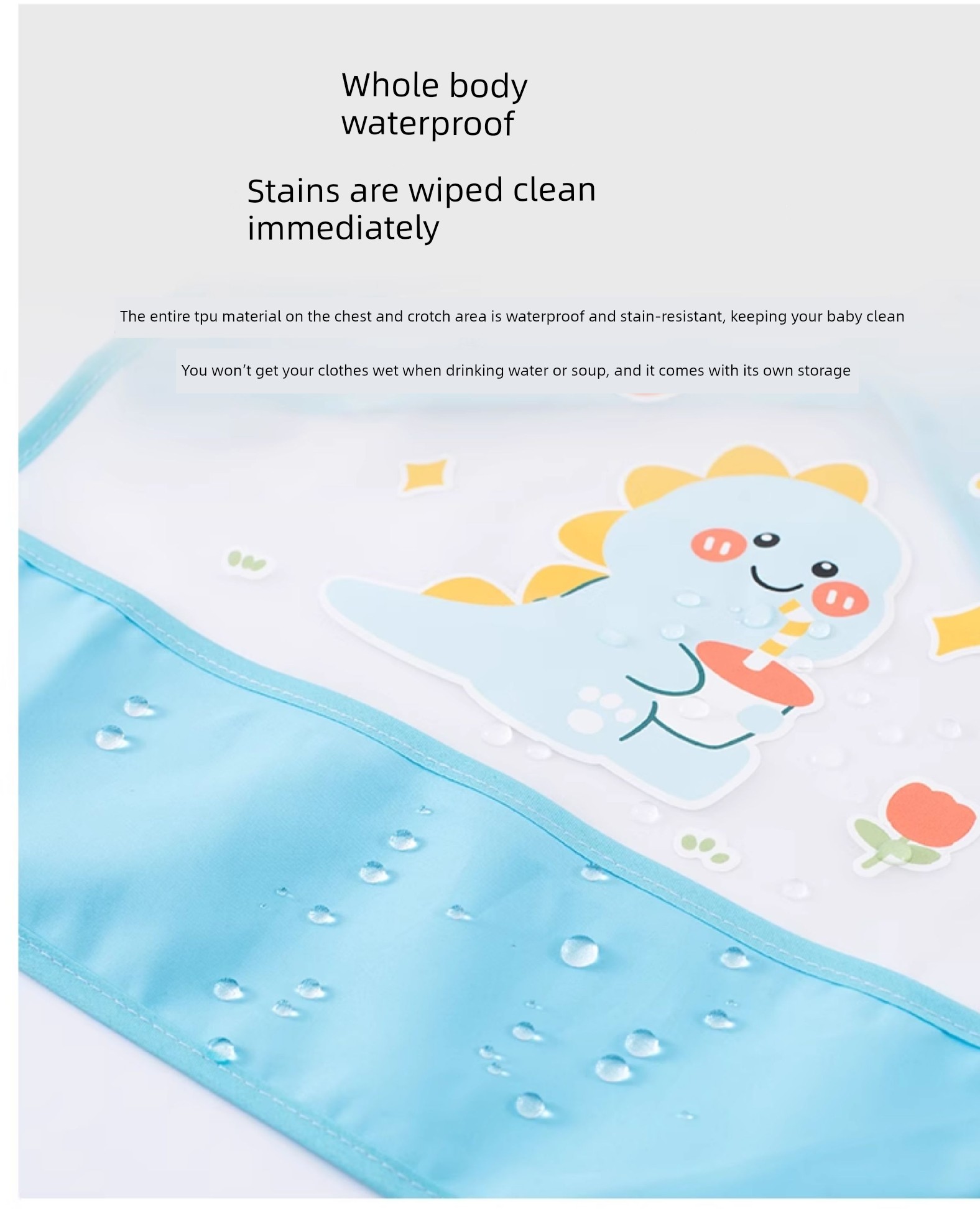 Baby Eating Bib Waterproof Infant Feeding Smock Sleeveless Anti-Dirt Apron for Boys and Girls Children's Dining Bib Kindergarten Apron — 6