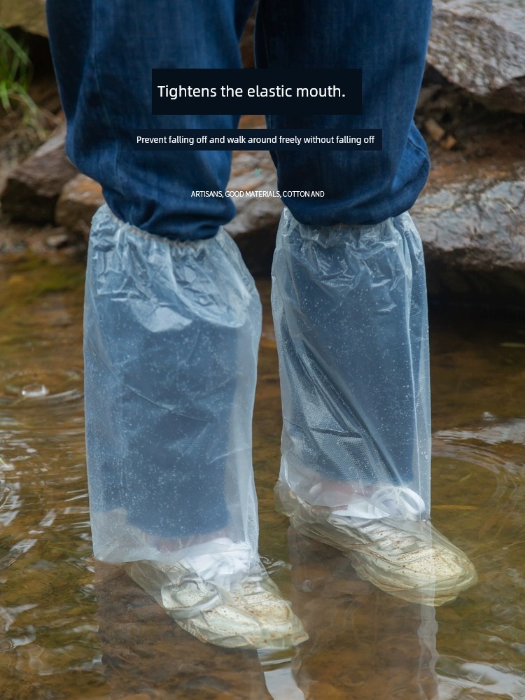 一次性防雨鞋套下雨天防水防滑塑料加厚耐磨腳套防雨高筒長筒特厚 (1.2折)