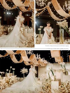 Wedding Celebration Gauze Curtain Ceiling Elastic Fabric Korean Style Wedding Hall Stage Ceiling Decoration Purdah Hotel