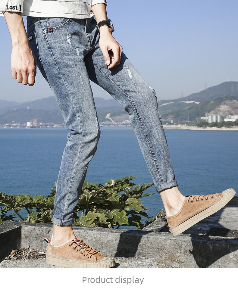 dandy hole autumn Nine points man Jeans