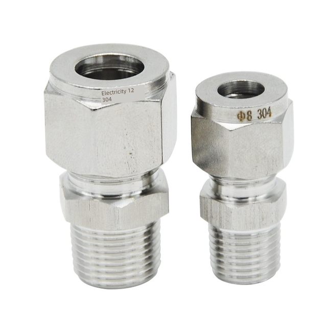 304 stainless steel single and double sleeve pipe joints/threaded direct terminal/copper pipe gas source pipe instrumentation tube/fast
