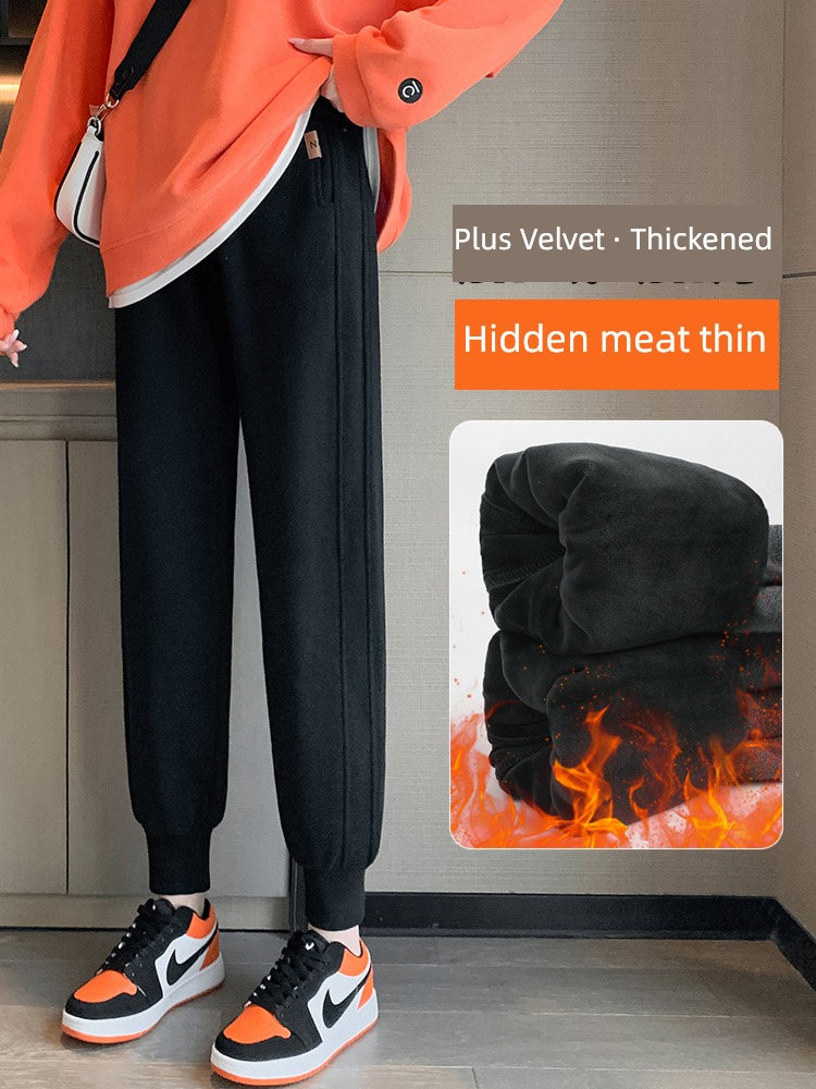 thickening winter Wear out Tie one's feet leisure time Sports pants