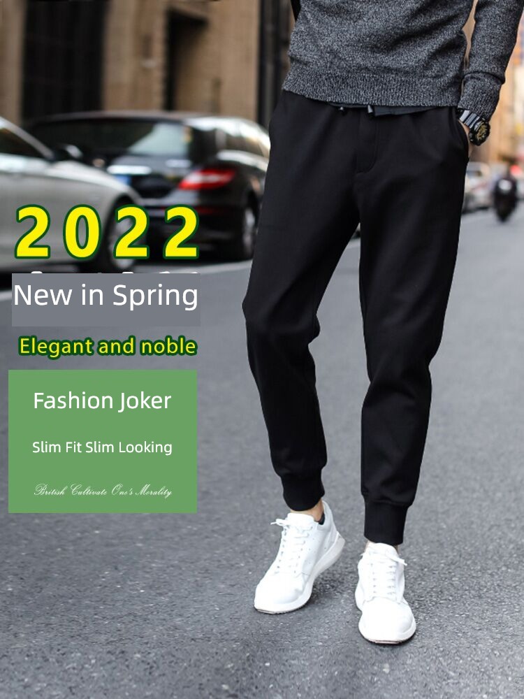 Men's style Versatile black High street Self-cultivation Spring and Autumn trousers