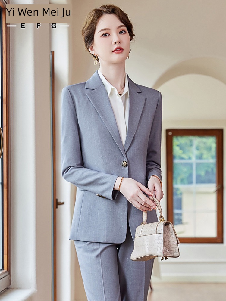 blue ma'am Autumn and winter manager temperament suit loose coat