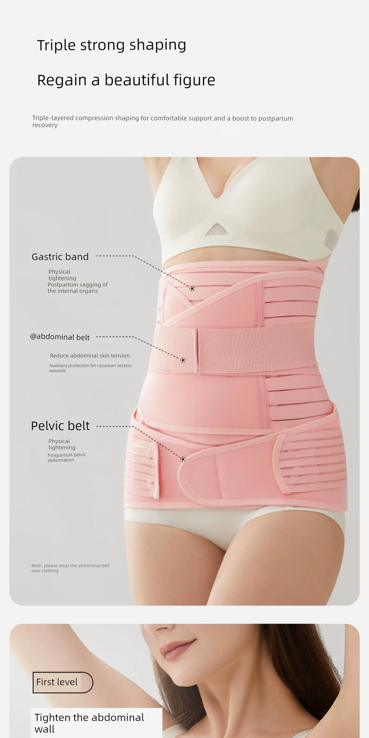 October Crystalline Belly Band Postpartum Caesarean Care Natural Labor Dedicated Maternal Constraint Shaping Waistband 3-Piece Set — 6