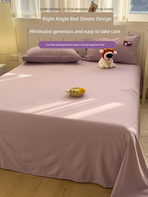 Towel embroidered bed sheet single piece non-pure cotton 100 full cotton quilt single pillow case three piece set dormitory single wash cotton kang single