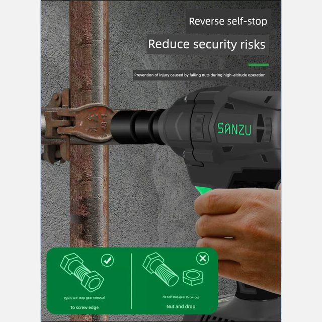 Sanzhu large torque electric brushless impact wrench lithium battery large torque wind cannon rack worker tire repair tool