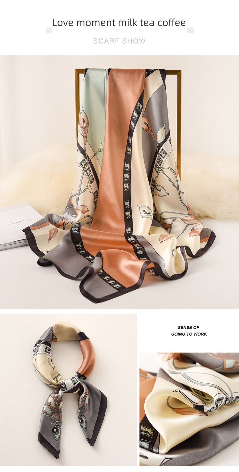 black and white stripe female Yang Caiyu Same collocation Silk scarf