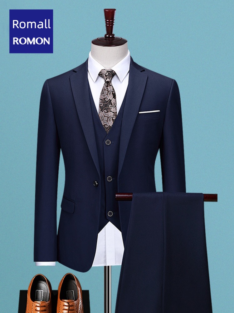 Romon Big size Self-cultivation groom marry man 's suit suit