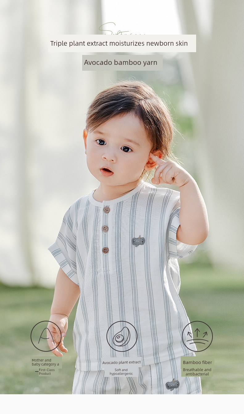 Guiqi Bear Baby Short Sleeve T-Shirt Top Summer Children's Casual Clothing Pure Cotton Thin Style Cute Outing Wear for Infants and Toddlers — 21