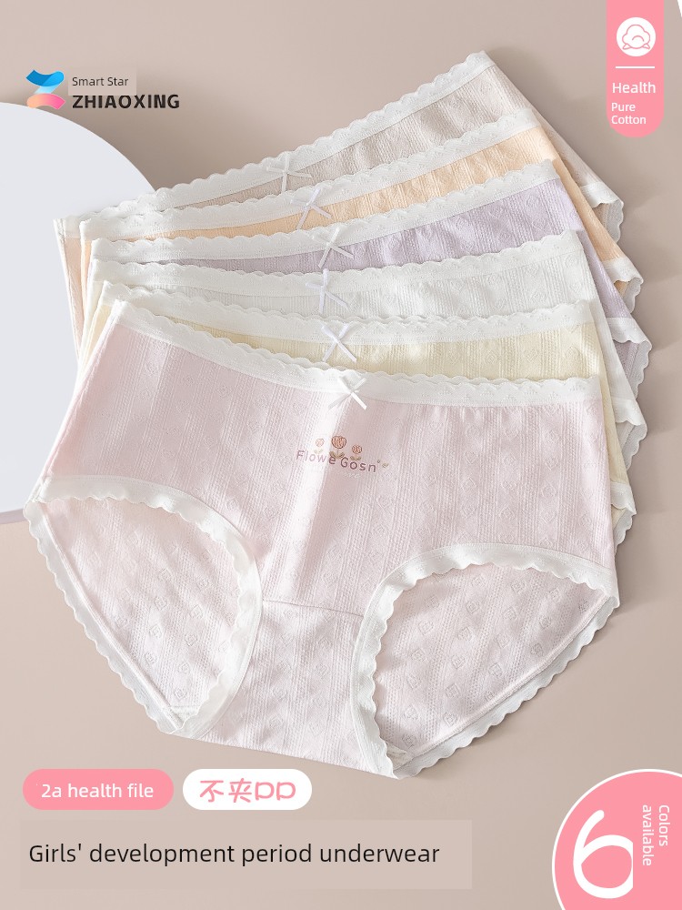 Girl Underwear Children's Development Period 10-14 Years Old Young Adult Primary School Junior High School Students Pure Cotton Summer Kids Briefs