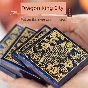 Dragon King Tan Cheng Blue Hydrolyzed Mantra Crystal Double-Sided Carving Crystal Block Put Six Words Mantra Marnie Ston