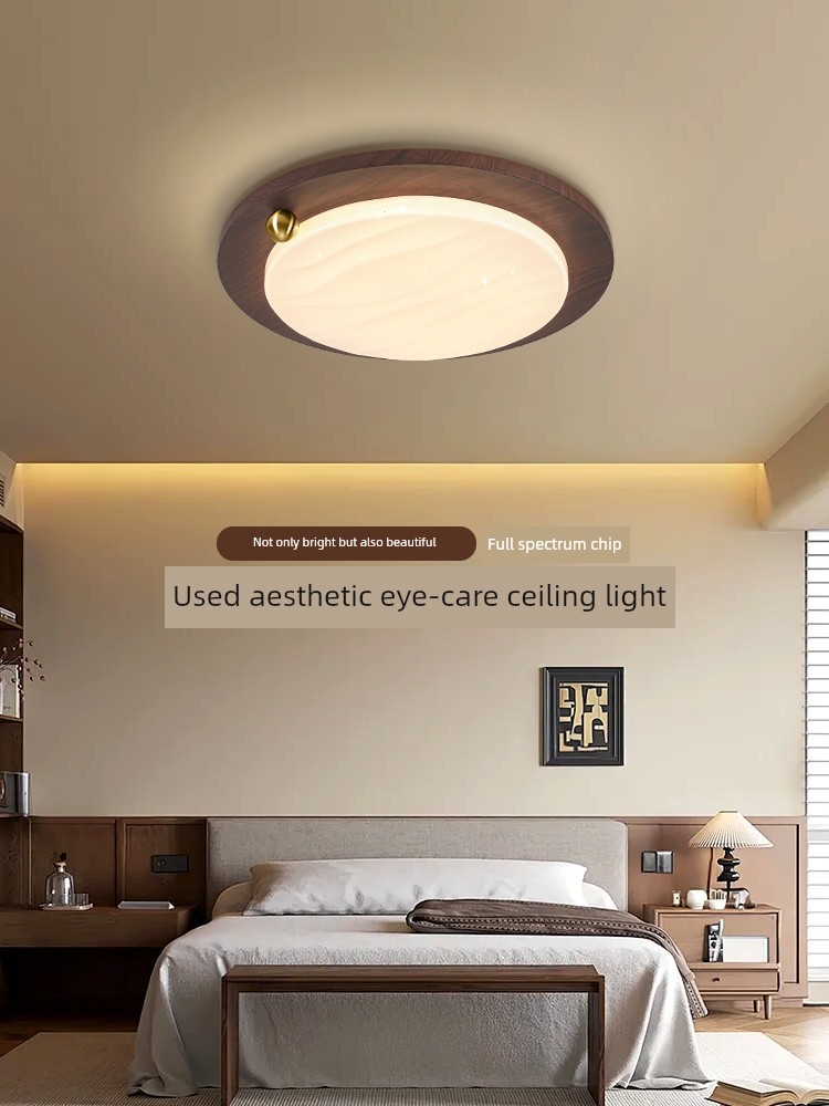 2026 New Model Vintage French Cream Style Bedroom Ceiling Light, New Chinese Retro Room Eye-Protection Round Lamp R335