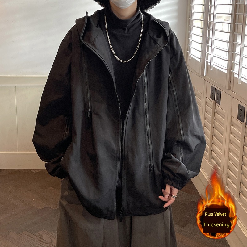 Chaopai Functional wind Black Warrior the fat Hooded outdoors
