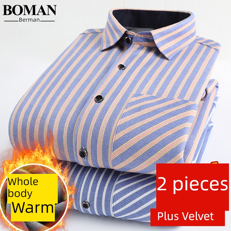 Autumn and winter Long sleeve Plush thickening leisure time keep warm shirt