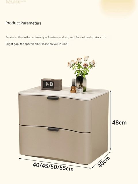 Cream style solid wood bedside table modern minimalist bedroom bedside cabinet light luxury ins style high-end simple storage cabinet