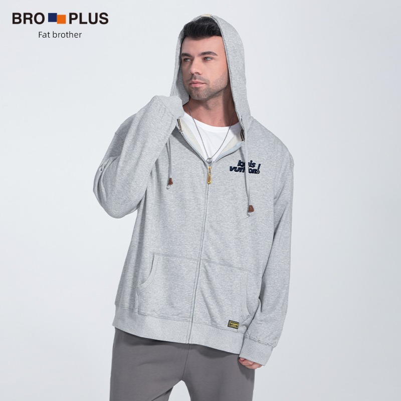 Fat brother zipper Cardigan easy motion Fat guy Sweater