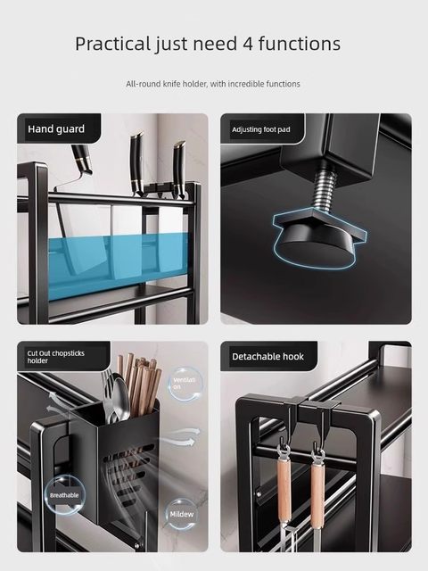 Kitchen seasonings storage rack countertop multi-function kitchen utensil storage rack chopsticks knife tool knife rack pot lid rack seasoning