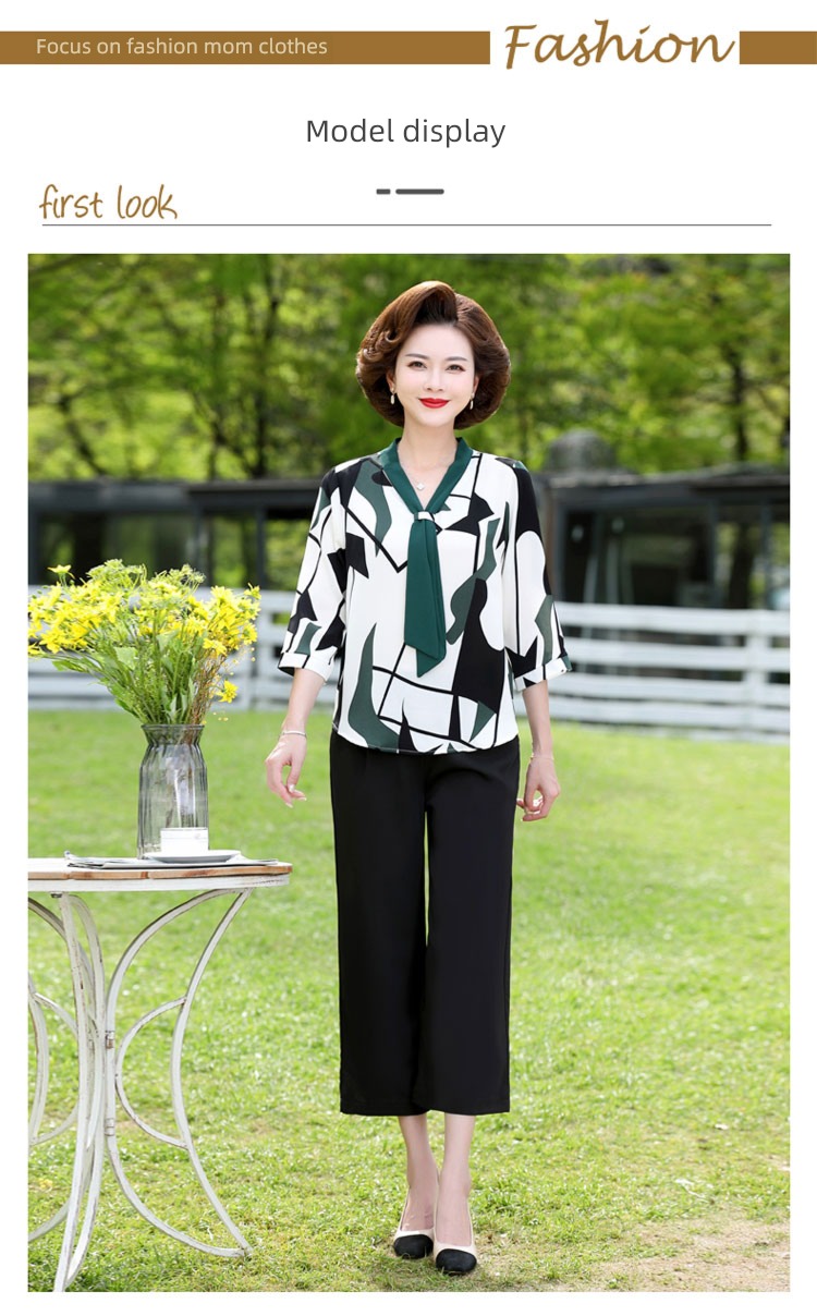 mom Foreign style Chiffon middle age female jacket Two summer wear
