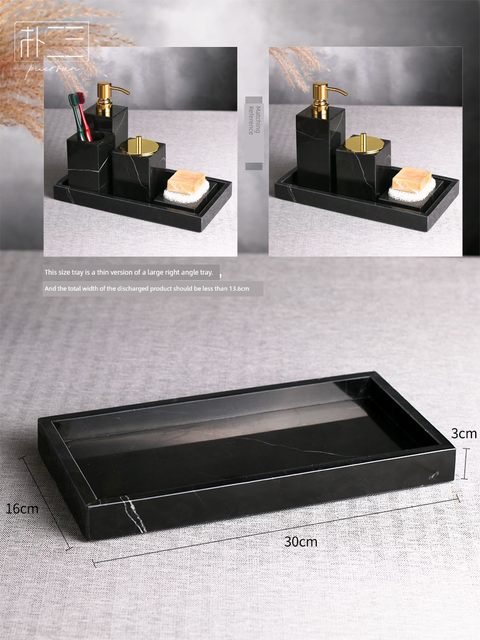 Marble aromatherapy tray ornaments Light luxury hotel bathroom toilet bowl countertop hand sanitizer tray set high-end sense