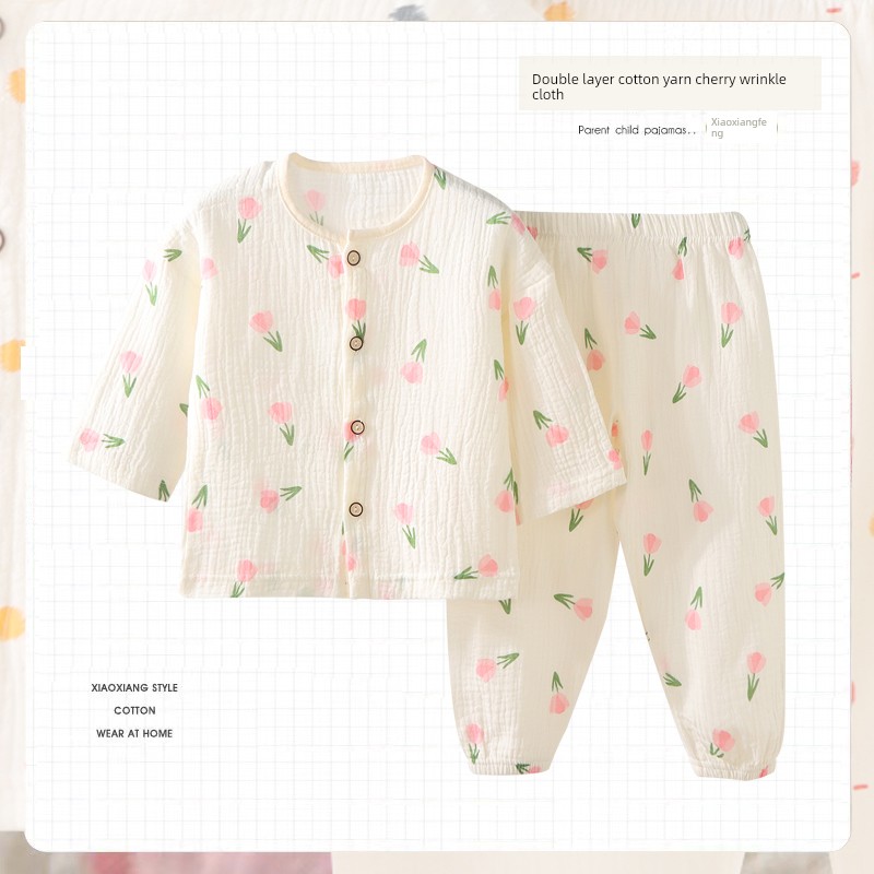 Children's Home Wear 2025 Spring and Autumn New Style Class a Pure Cotton Set for Boys and Girls, Long-Sleeve Long-Pants Pajamas, Air-Conditioning Clothing — 5