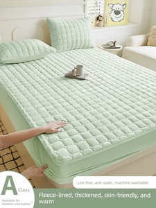 Winter Fitted Sheet with Fleece Lining, Milk Velvet Bed Cover, Mattress Protector, Coral Fleece, Flannel, Thickened with