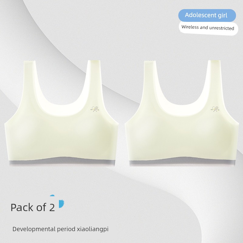 Nanjiren Fixed-Cup Girls' Underwear for Development Period, Student Bras for 8-16 Years Old Adolescent Girls, Breathable Small Vest — 6