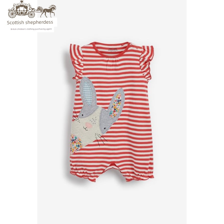 In-Stock Next Children's Clothing for Girls, Pink Floral Bird Print Sleeveless Short-Sleeve Romper Jumpsuit — 7