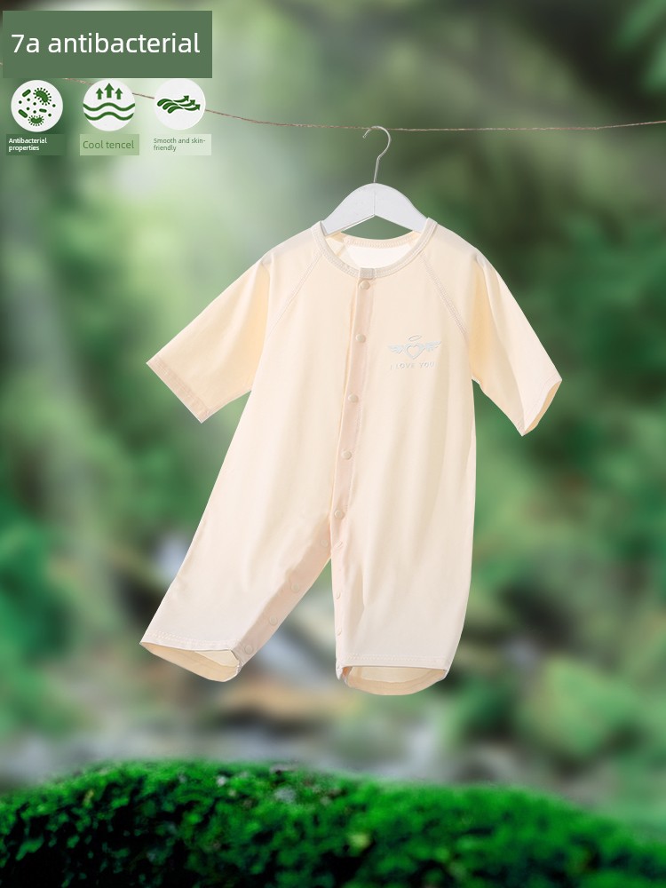 2-Pack Baby Romper Summer Thin Modal Long-Sleeve Pajamas Baby Air-Conditioned Crawling Suit Newborn Onesie — 3