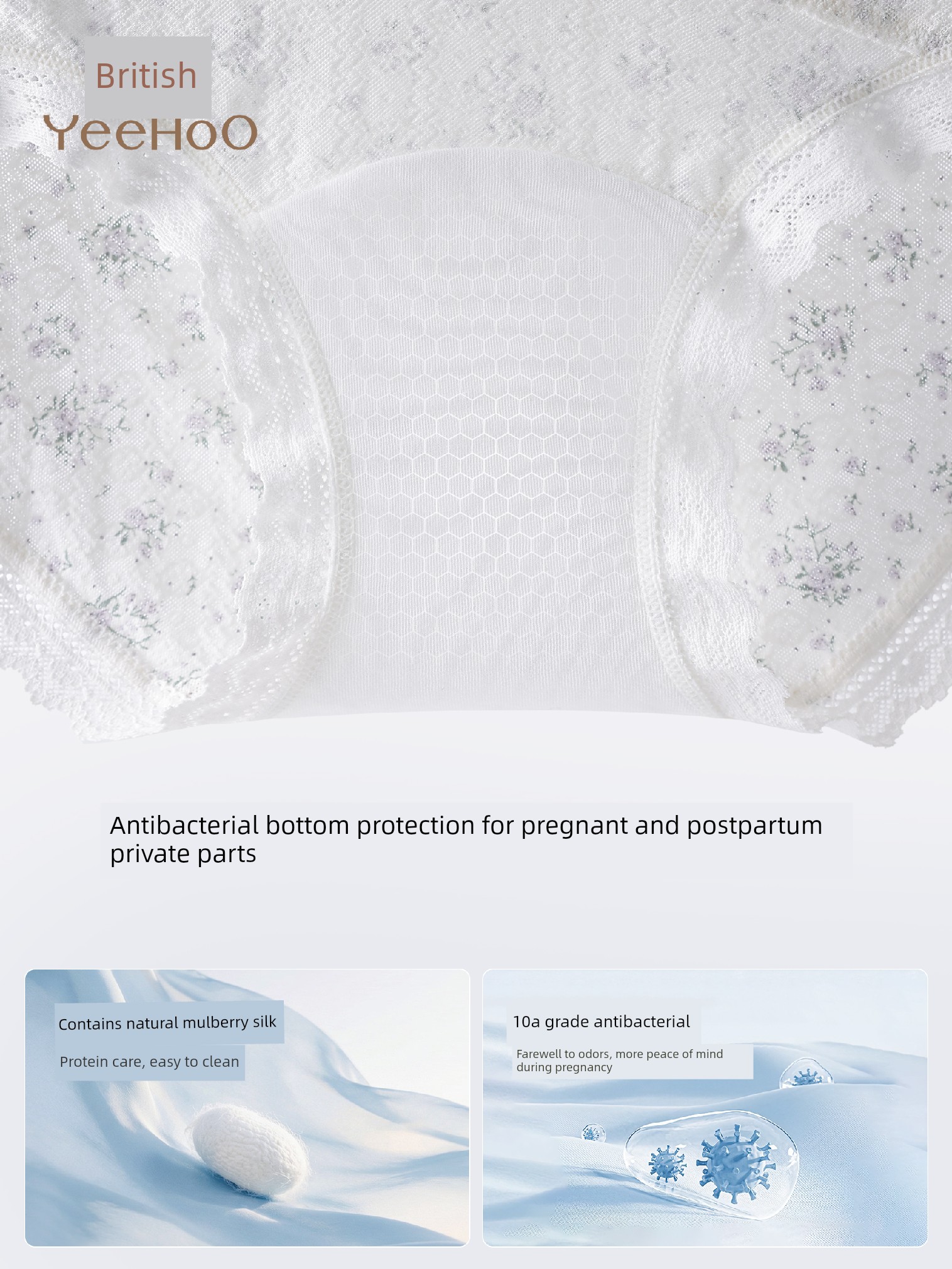 Ying's Maternity Underwear, Low-Waist Pure Cotton with Extended Crotch, Specially Designed for Pregnancy, 10A Antibacterial, 2026 Autumn New Model — 2