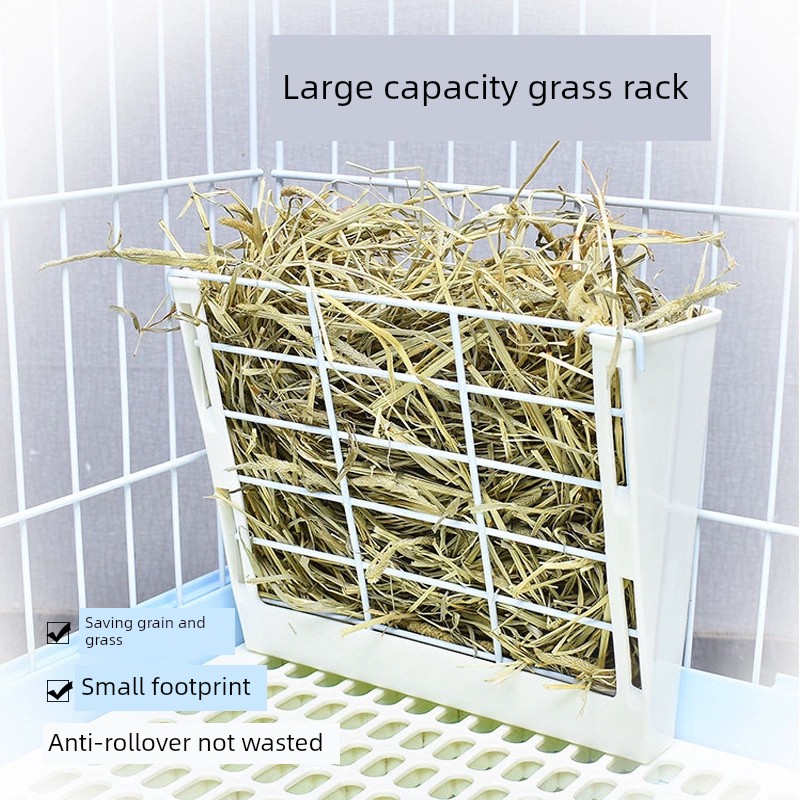 日式大容量可固定掛式防翻草架 兔子餵食盆 龍貓荷蘭豬 欄杆式乾草架