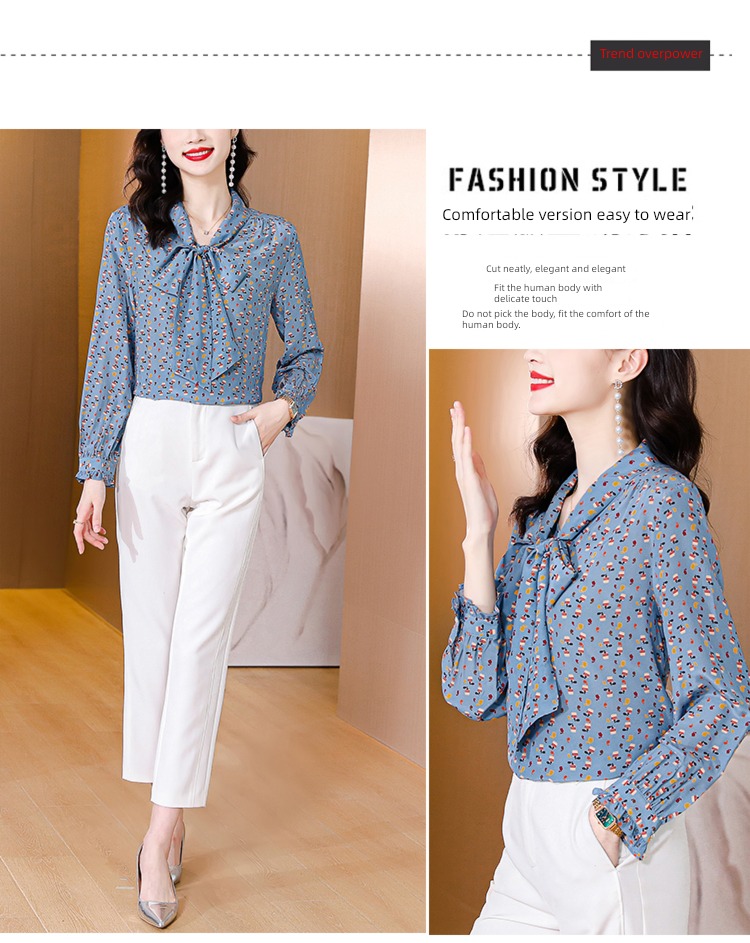 printing Long sleeve Autumn  French Your wife Chiffon shirt