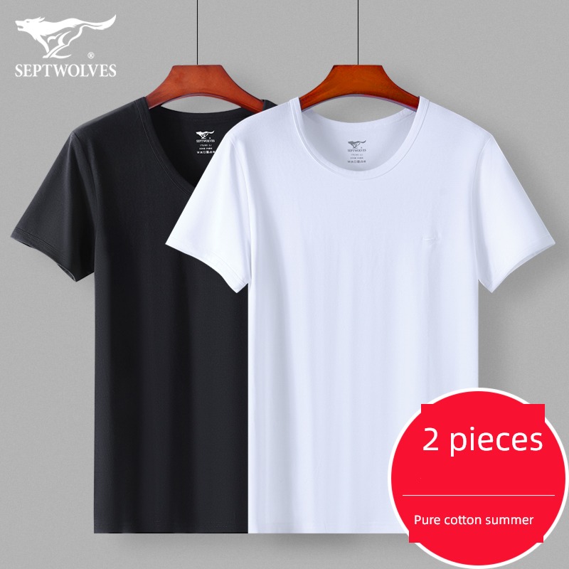 Seven wolves man Bodybuilding motion Interpenetrating Short sleeve T-shirt
