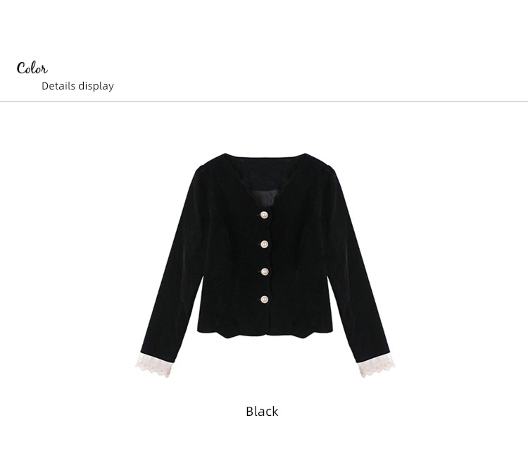 Deer to the South French black velvet Long sleeve jacket shirt