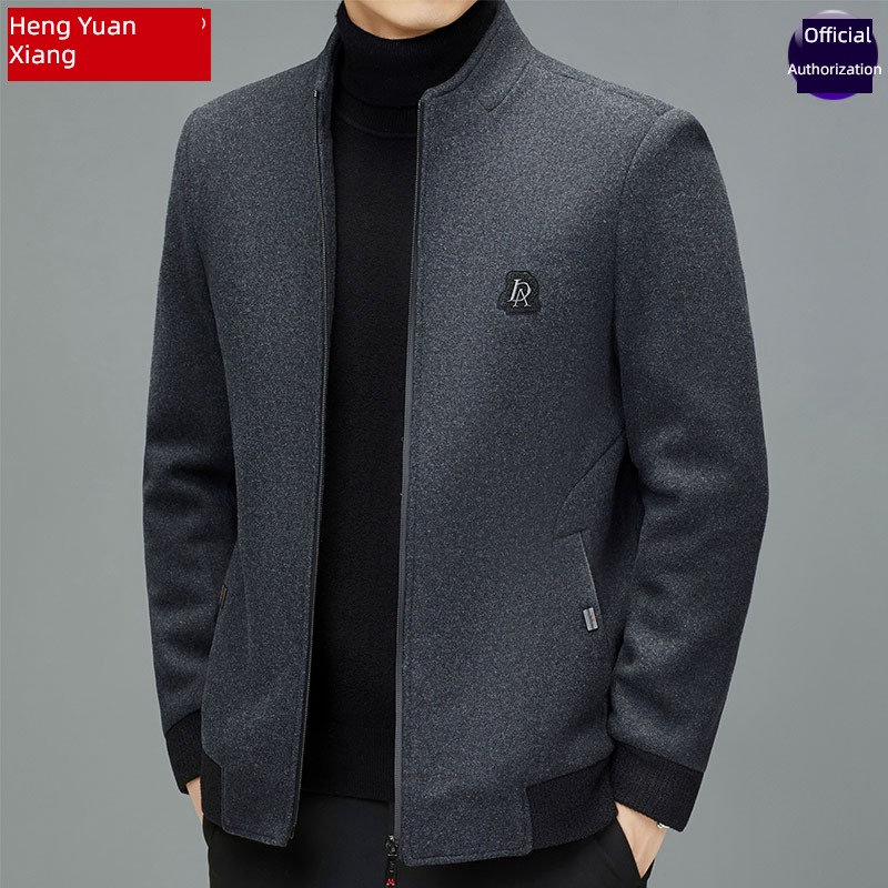 hyz  Autumn and winter Middle aged man stand collar wool