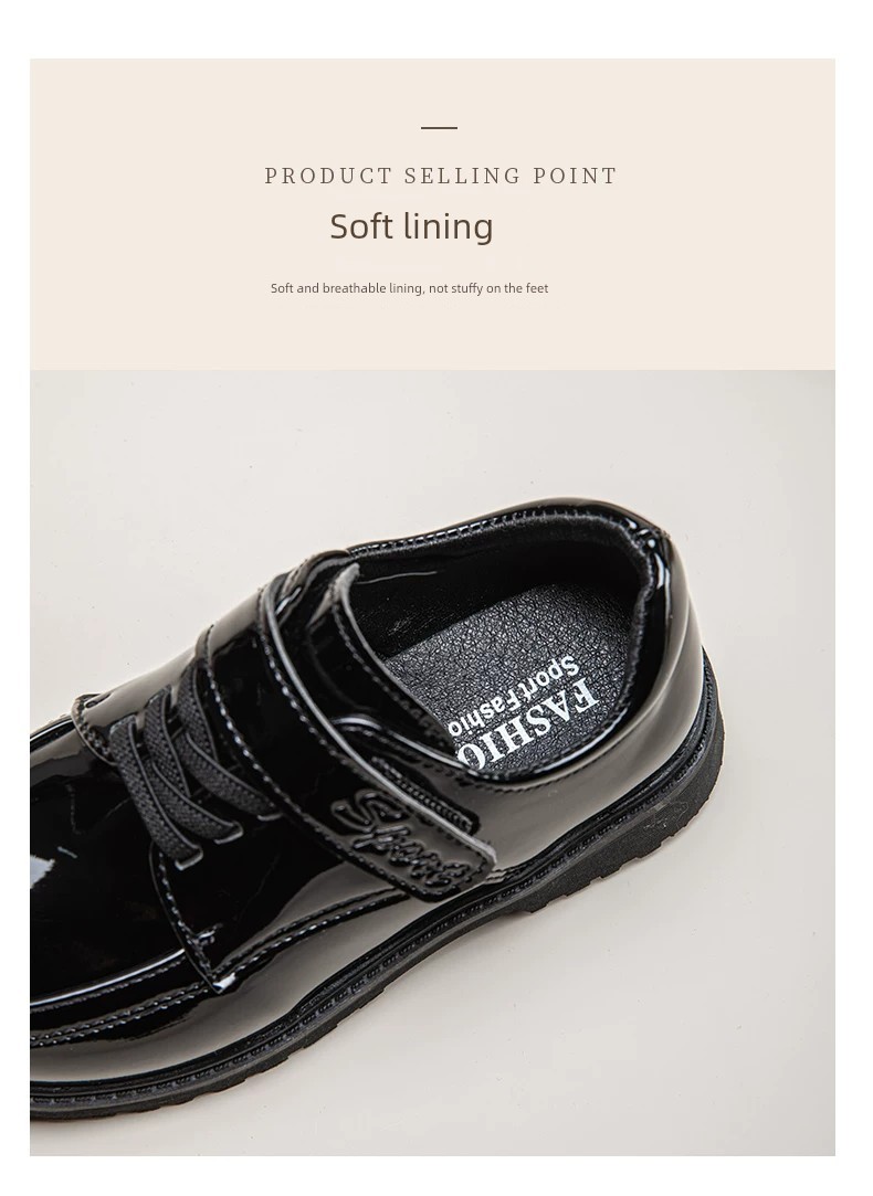 Boys' Black Leather Performance Shoes, Children's 2026 New Model, Comfortable Host-Style Shoes for Boys, Stylish and Comfortable for Long Standing — 10