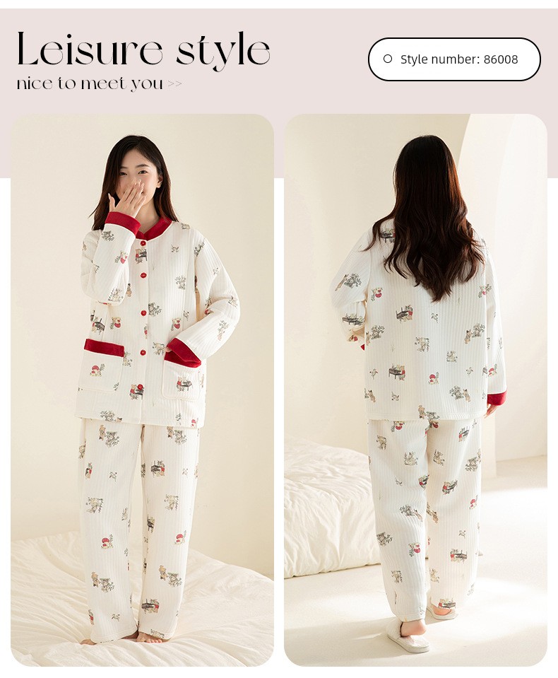 100% Pure Cotton Autumn and Winter 10A Antibacterial Maternity Wear, Class a Pure Cotton Air Cotton Layered Maternity Nursing Pajamas and Loungewear — 28