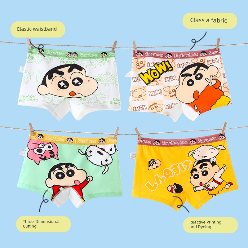 Children's Underwear Boys Pure Cotton Class A Boxers Children Teens Babies Breathable Cute Cartoon Xiaoxin Boys Shorts — 4