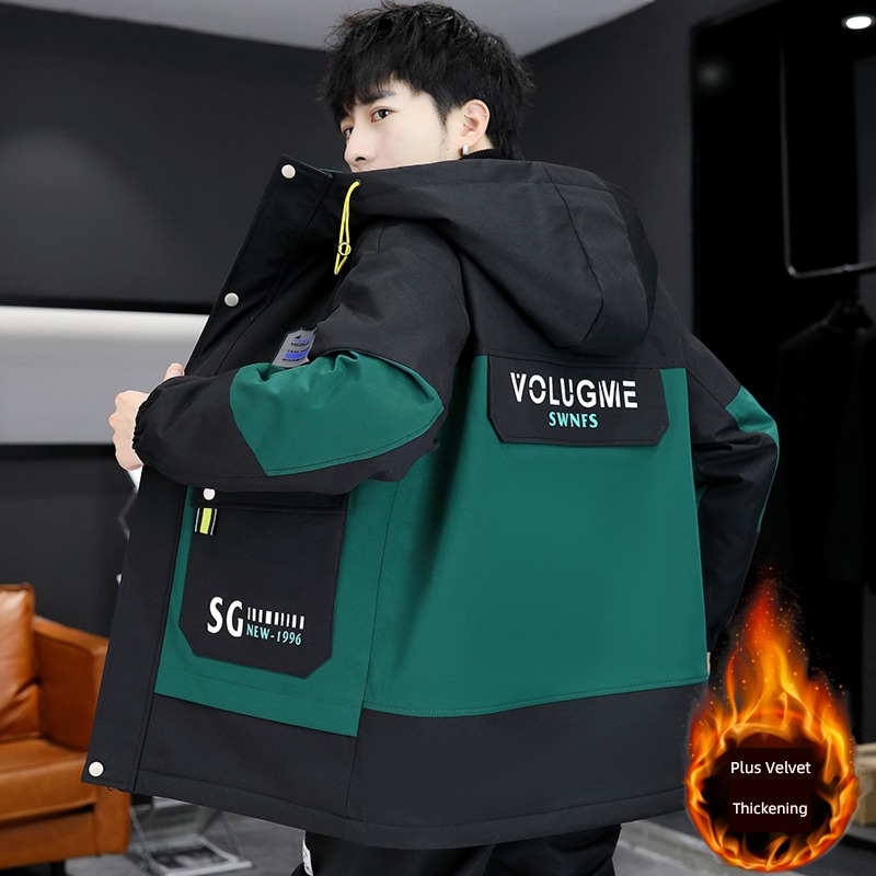 tide winter Plush thickening junior high school student Autumn clothes loose coat