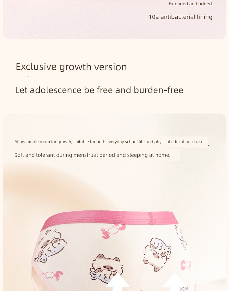 Girls' Underwear, Young Girls' Briefs, Children's Pure Cotton A-Class, for Developmental Period, Elementary School Students, 12-Year-Olds, Middle School — 12
