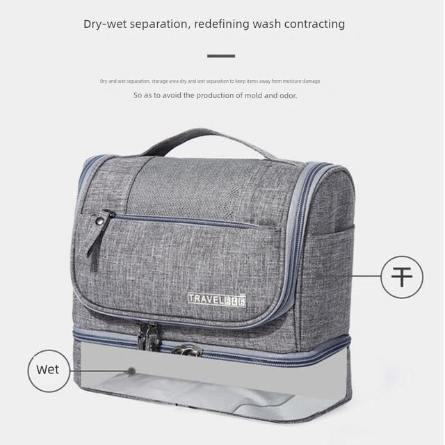 Dry and wet separation travel toilet bag for men waterproof large capacity portable women's makeup bag business trip finishing set storage bag