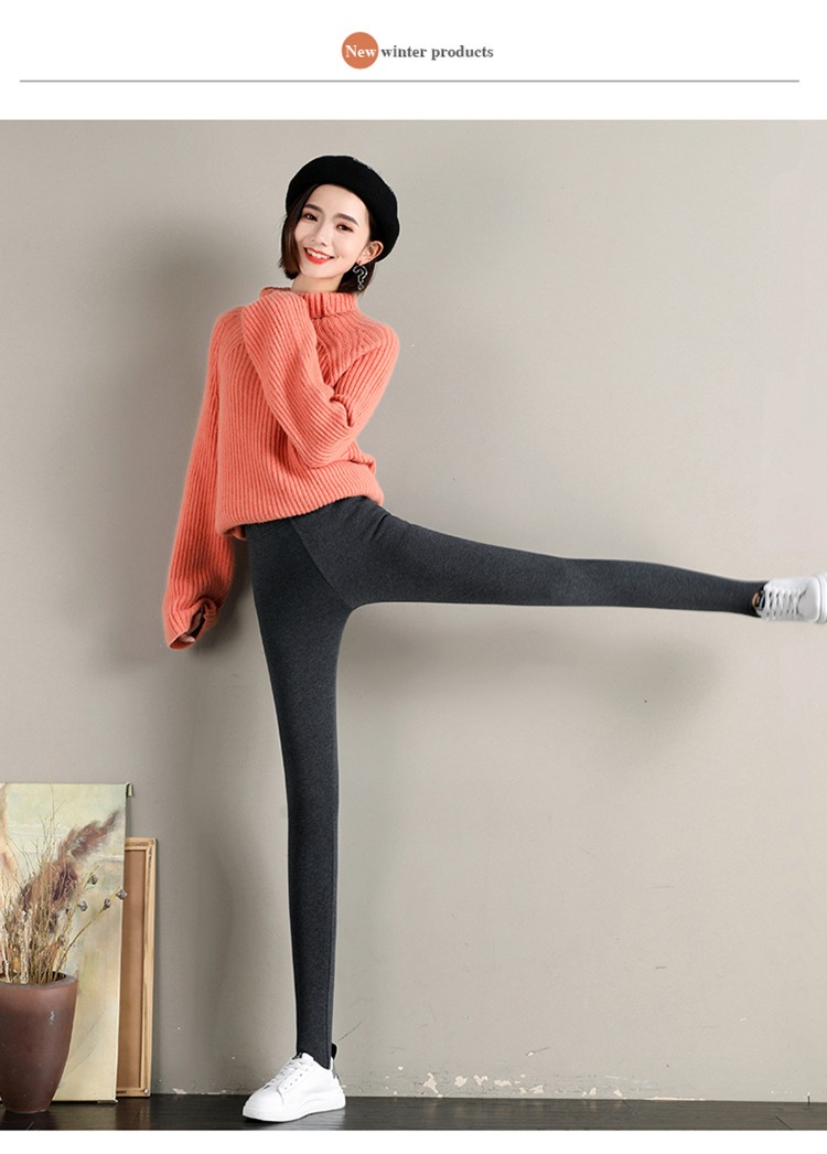 ma'am pure cotton Self-cultivation Show thin Step on one's feet Plush Leggings