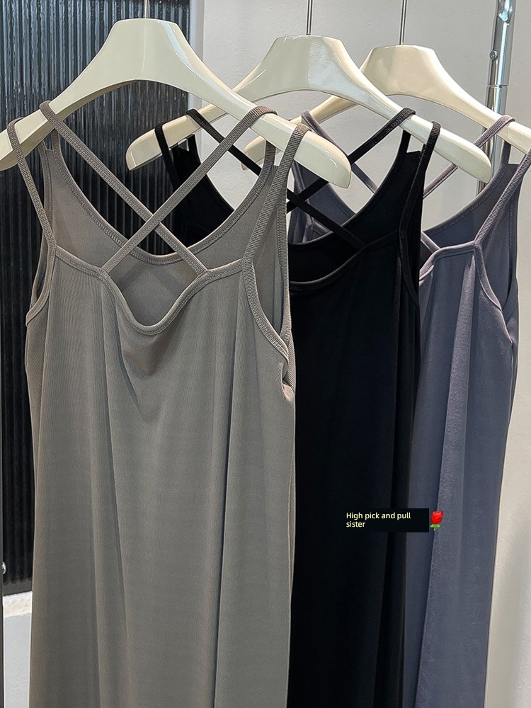 Tall  Beautiful back Show thin Dress ins Shoulder strap