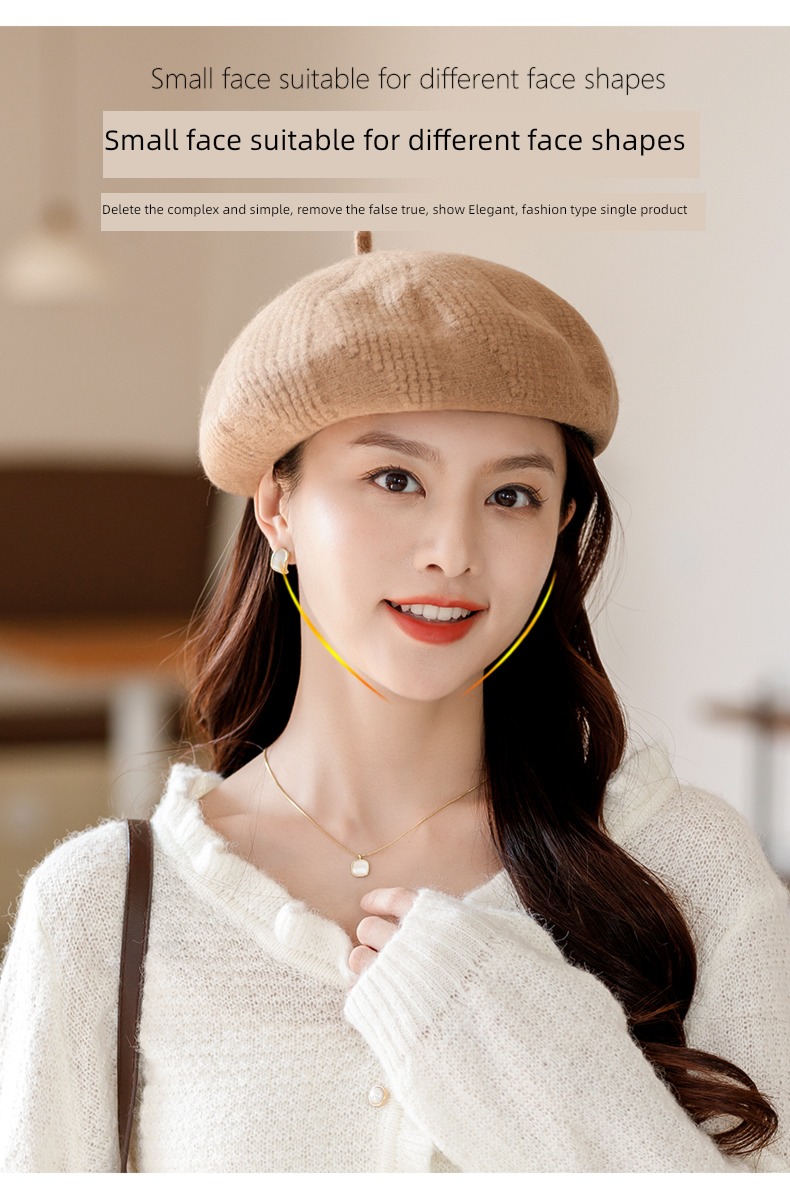 Wool knitting Autumn and winter female solar system customized beret
